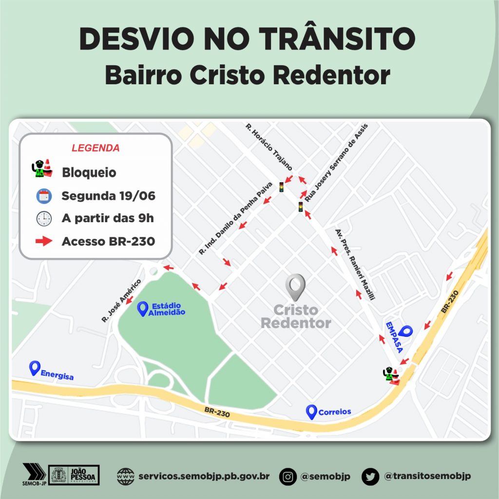 Semob-JP fará mudanças no trânsito da Rua Diógenes Chianca durante obras do  novo viaduto na BR-230