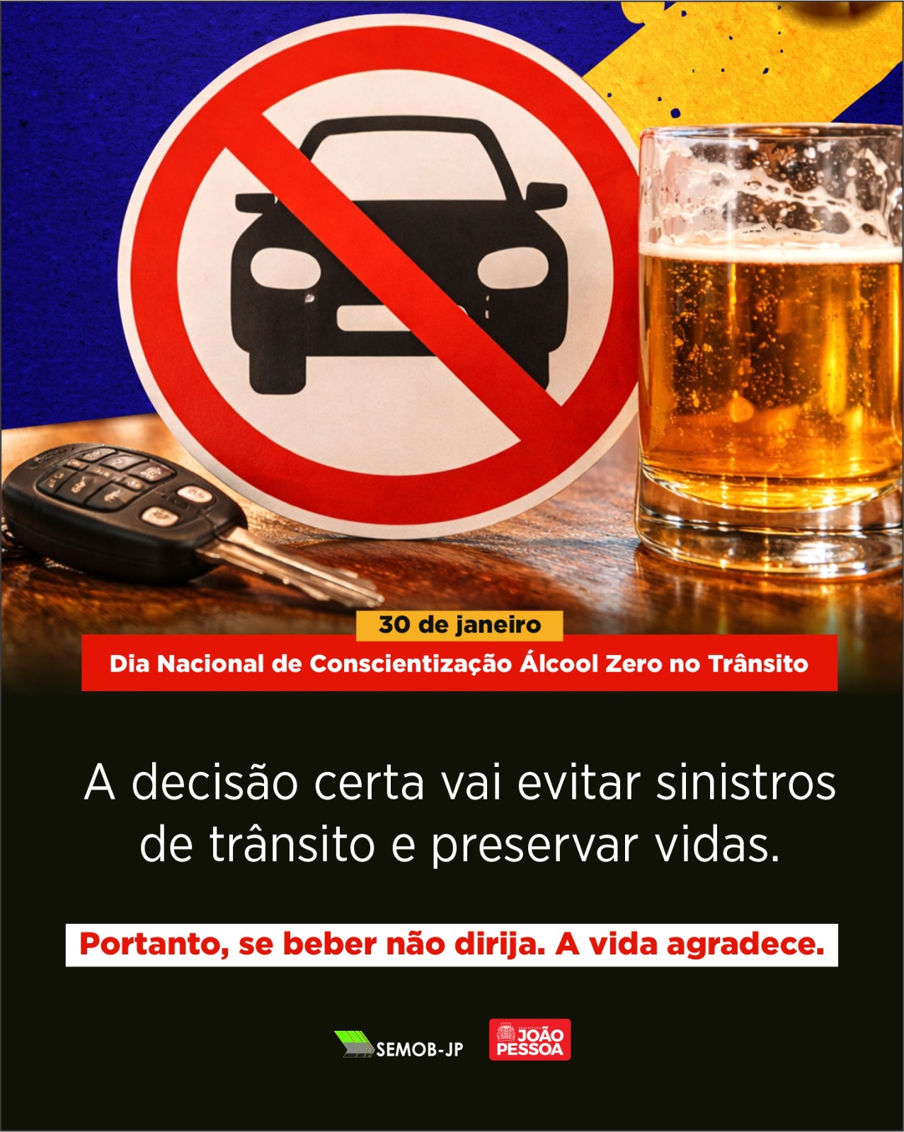 Semob-JP realiza ação em alusão ao Dia Nacional de Conscientização Álcool Zero no Trânsito