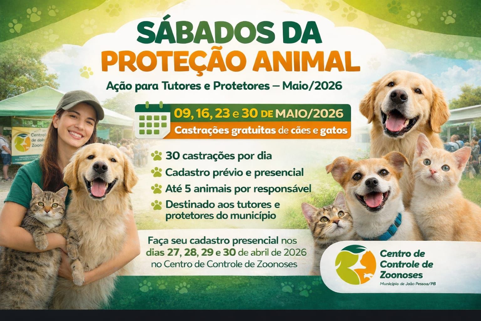 Prefeitura inicia cadastro para castração de cães e gatos no Centro de Controle de Zoonoses