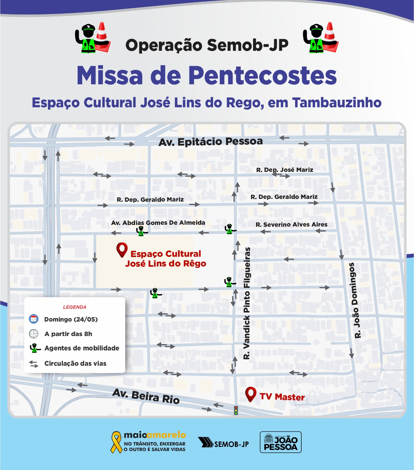 Semob-JP garante fluidez e segurança viária na tradicional Missa de Pentecostes, neste domingo