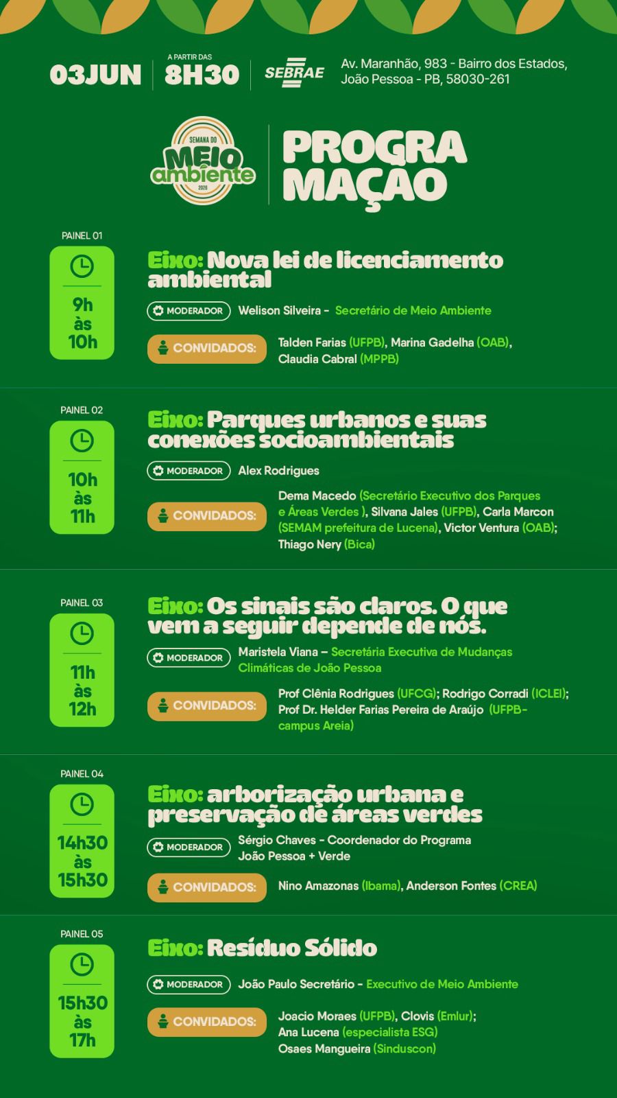Semana do Meio Ambiente debate licenciamento, parques, mudanças climáticas, arborização e gestão de resíduos